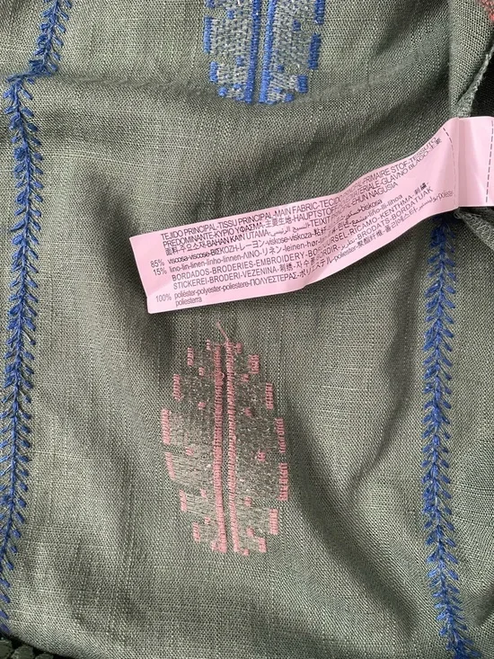 NWT ZARA Green Embroidered A-Line Skirt Linen Blend Aztec size Extra Small - Picture 4 of 7